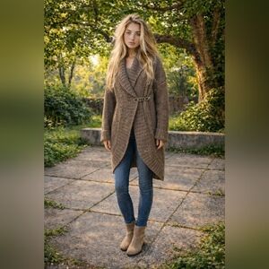 Blue Willi’s Oversized Chunky Cotton Knit Wrap Cardigan XL